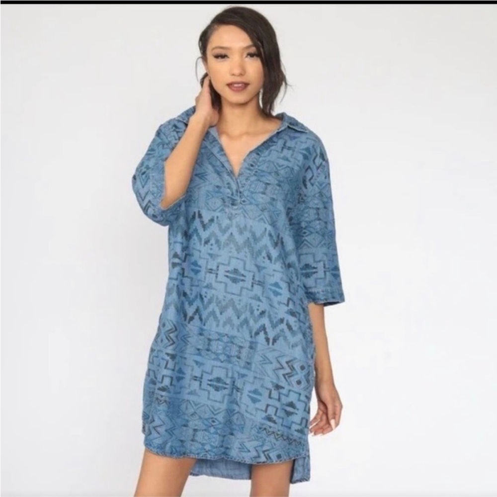 Philosophy L Philosophy Shirt Dress Tribal Southwestern denim abstract dress